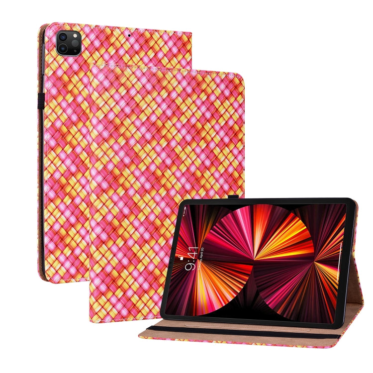 Color Weave Smart Leather Tablet Case For iPad Pro 11 2021 / 2020 / 2018 / Air 2020 10.9 (Rose Red) - iPad Pro 11 (2020) Cases by buy2fix | Online Shopping UK | buy2fix