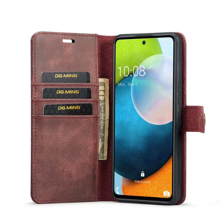 For Samsung Galaxy A53 5G DG.MING Crazy Horse Texture Detachable Magnetic Leather Phone Case(Red) - Galaxy Phone Cases by DG.MING | Online Shopping UK | buy2fix