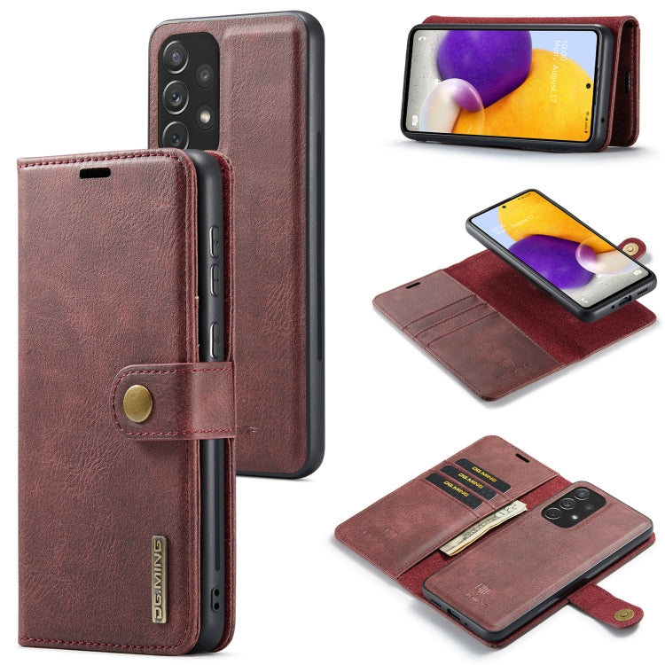 For Samsung Galaxy A73 5G DG.MING Crazy Horse Texture Detachable Magnetic Leather Phone Case(Red) by DG.MING