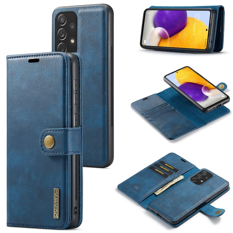 For Samsung Galaxy A73 5G DG.MING Crazy Horse Texture Detachable Magnetic Leather Phone Case(Blue) by DG.MING