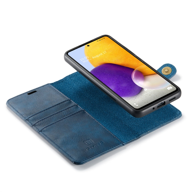 For Samsung Galaxy A73 5G DG.MING Crazy Horse Texture Detachable Magnetic Leather Phone Case(Blue) by DG.MING