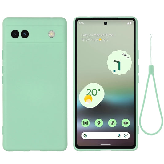For Google Pixel 6a Pure Color Liquid Silicone Phone Case(Green) by buy2fix
