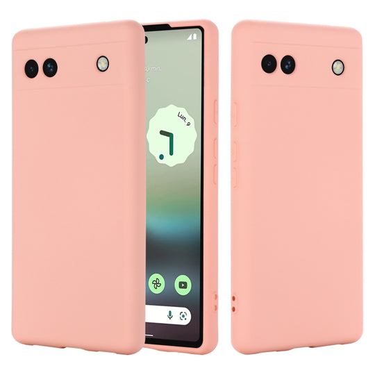 For Google Pixel 6a Pure Color Liquid Silicone Phone Case(Pink)