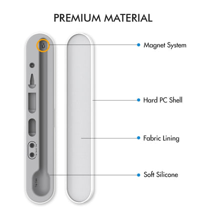 Stoyobe PC + Silicone Stylus Pen Magnetic Absorption Storage Box For Apple Pencil 1 / 2(White) - Pencil Accessories by buy2fix | Online Shopping UK | buy2fix