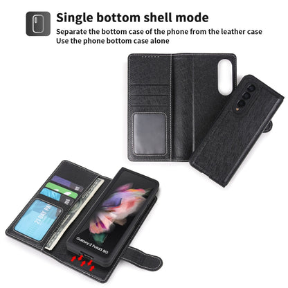 For Samsung Galaxy Z Fold3 5G 2 in 1 Split Folding Leather Phone Case(Cross Pattern Black) - Galaxy Phone Cases by buy2fix | Online Shopping UK | buy2fix