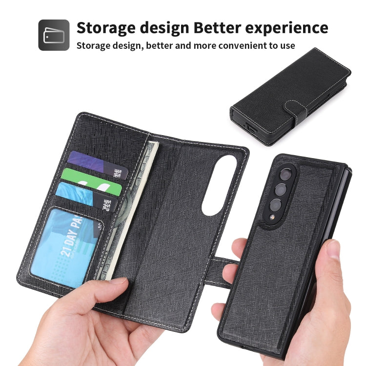 For Samsung Galaxy Z Fold3 5G 2 in 1 Split Folding Leather Phone Case(Cross Pattern Black) - Galaxy Phone Cases by buy2fix | Online Shopping UK | buy2fix