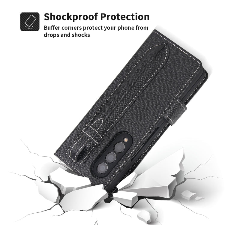 For Samsung Galaxy Z Fold3 5G 2 in 1 Split Folding Leather Phone Case(Cross Pattern Black) - Galaxy Phone Cases by buy2fix | Online Shopping UK | buy2fix