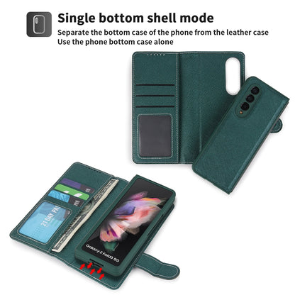 For Samsung Galaxy Z Fold3 5G 2 in 1 Split Folding Leather Phone Case(Cross Pattern Green) - Galaxy Phone Cases by buy2fix | Online Shopping UK | buy2fix
