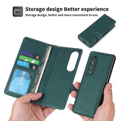 For Samsung Galaxy Z Fold3 5G 2 in 1 Split Folding Leather Phone Case(Cross Pattern Green) - Galaxy Phone Cases by buy2fix | Online Shopping UK | buy2fix