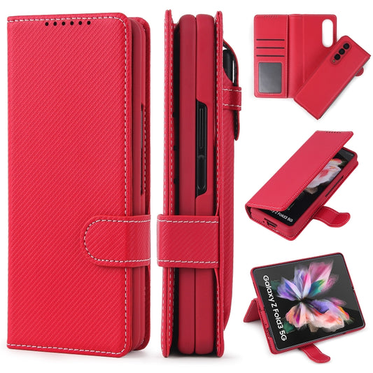 For Samsung Galaxy Z Fold3 5G 2 in 1 Split Folding Leather Phone Case(Twill Red) - Galaxy Phone Cases by buy2fix | Online Shopping UK | buy2fix