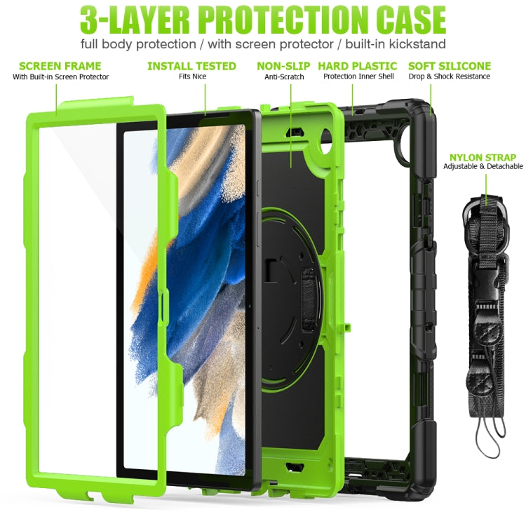 For Samsung Galaxy Tab A8 10.5 2021 X200 / X205 Silicone + PC Tablet Case(Yellow Green + Black) - Other Galaxy Tab PC by buy2fix | Online Shopping UK | buy2fix