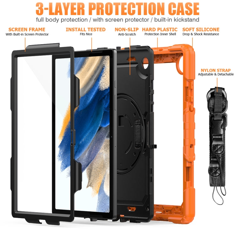 For Samsung Galaxy Tab A8 10.5 2021 X200 / X205 Silicone + PC Tablet Case(Black + Orange) - Other Galaxy Tab PC by buy2fix | Online Shopping UK | buy2fix
