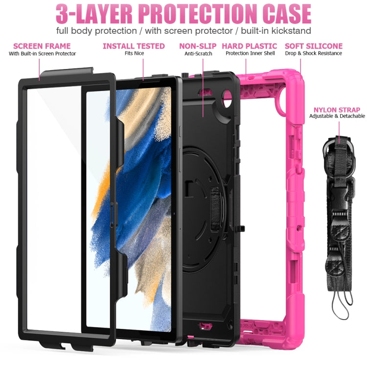 For Samsung Galaxy Tab A8 10.5 2021 X200 / X205 Silicone + PC Tablet Case(Black + Rose Red) - Other Galaxy Tab PC by buy2fix | Online Shopping UK | buy2fix