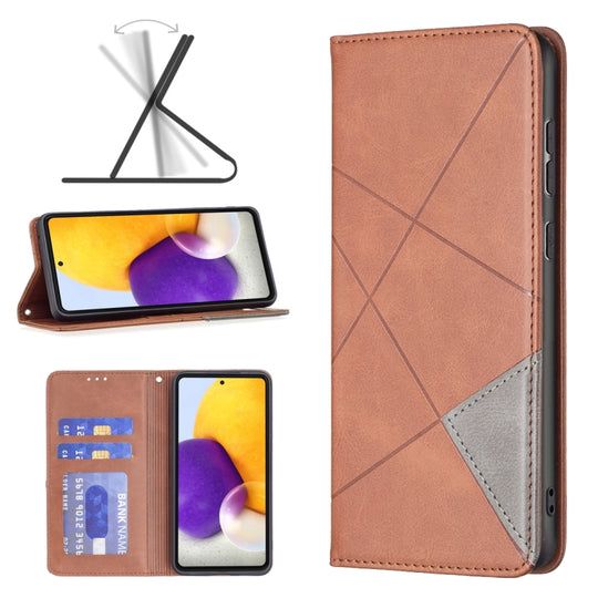 For Samsung Galaxy A73 5G Prismatic Invisible Magnetic Leather Phone Case(Brown)
