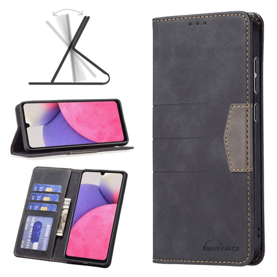 For Samsung Galaxy A33 5G Magnetic Splicing Leather Phone Case(Black)