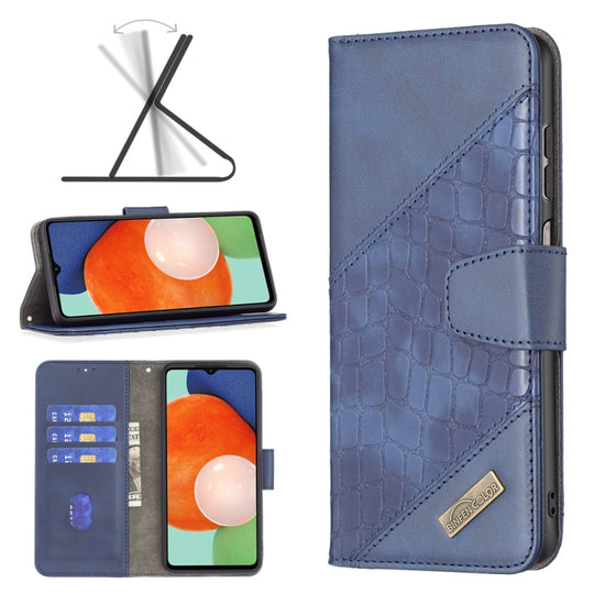 For Samsung Galaxy A13 4G Matching Color Crocodile Texture PU Leather Phone Case(Blue)