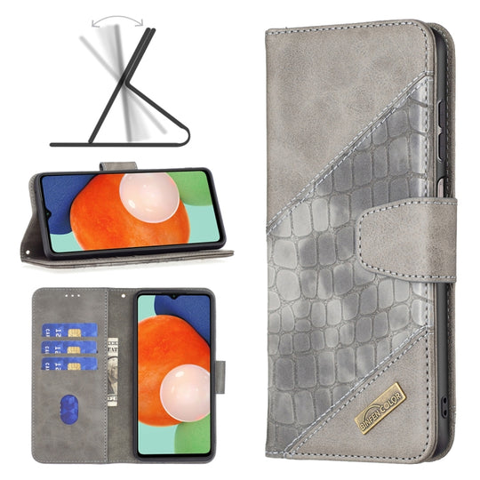 For Samsung Galaxy A13 4G Matching Color Crocodile Texture PU Leather Phone Case(Grey)