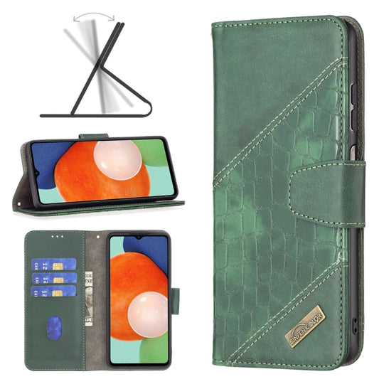 For Samsung Galaxy A13 4G Matching Color Crocodile Texture PU Leather Phone Case(Green)