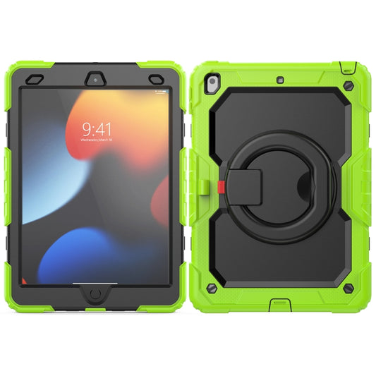 For iPad 10.2 2021 / 2020 / 2019 Silicone + PC Tablet Case with Shoulder Strap(Yellow Green+Black) - iPad 10.2 Cases by buy2fix | Online Shopping UK | buy2fix