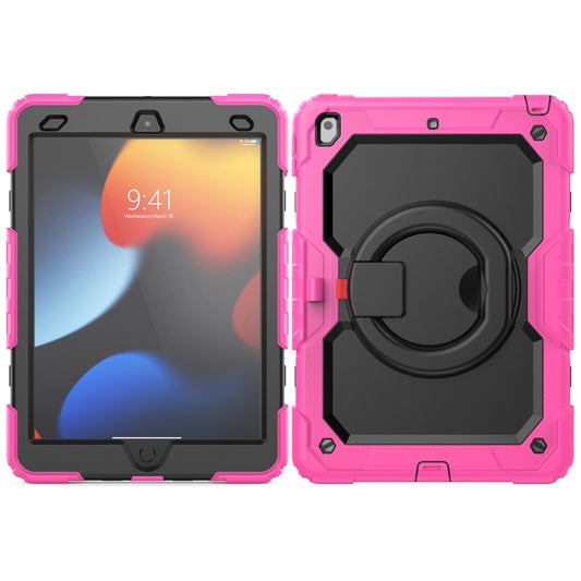 For iPad 10.2 2021 / 2020 / 2019 Silicone + PC Tablet Case with Shoulder Strap(Rose Red+Black) - iPad 10.2 Cases by buy2fix | Online Shopping UK | buy2fix