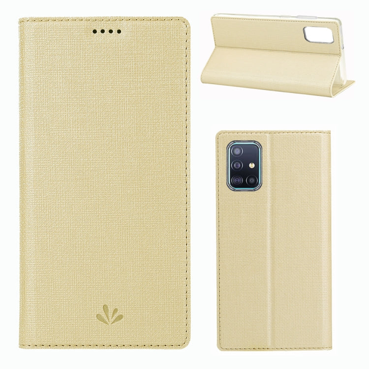 For Galaxy A71 ViLi Magnet Horizontal Flip Shockproof TPU + PU Leather Protective Case  Card Slot & Holder(Champaign Gold) - Galaxy Phone Cases by ViLi | Online Shopping UK | buy2fix