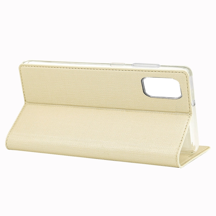 For Galaxy A71 ViLi Magnet Horizontal Flip Shockproof TPU + PU Leather Protective Case  Card Slot & Holder(Champaign Gold) - Galaxy Phone Cases by ViLi | Online Shopping UK | buy2fix