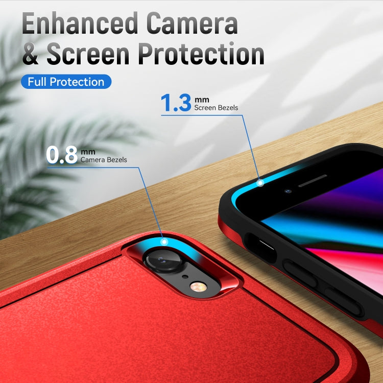 For iPhone SE 2022 / SE 2020 / 8 / 7 Pioneer Armor Heavy Duty PC + TPU Phone Case(Red Black) by buy2fix