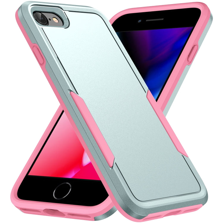For iPhone SE 2022 / SE 2020 / 8 / 7 Pioneer Armor Heavy Duty PC + TPU Phone Case(Green Pink) by buy2fix
