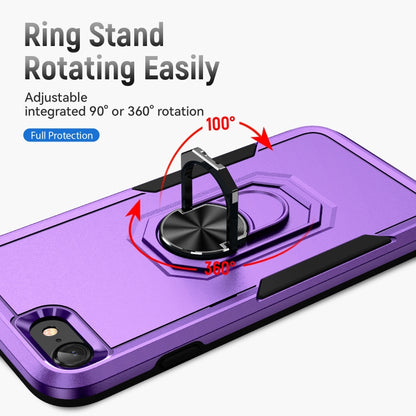 For iPhone SE 2022 / SE 2020 / 8 / 7 Pioneer Armor Heavy Duty PC + TPU Holder Phone Case(Purple Black) by buy2fix