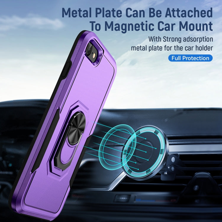 For iPhone SE 2022 / SE 2020 / 8 / 7 Pioneer Armor Heavy Duty PC + TPU Holder Phone Case(Purple Black) by buy2fix