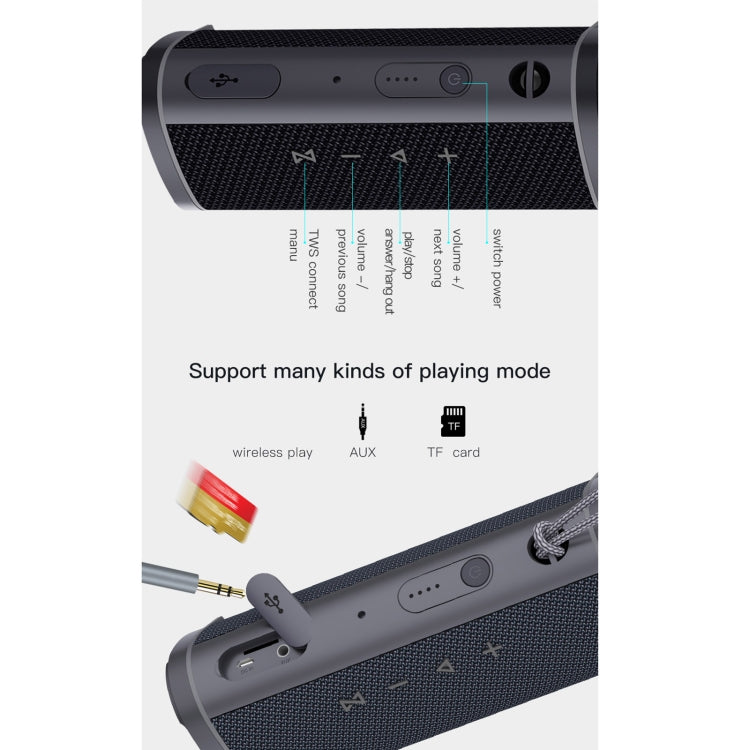 awei Y331 Outdoor TWS Stereo Bluetooth Speaker(Black) - Desktop Speaker by awei | Online Shopping UK | buy2fix