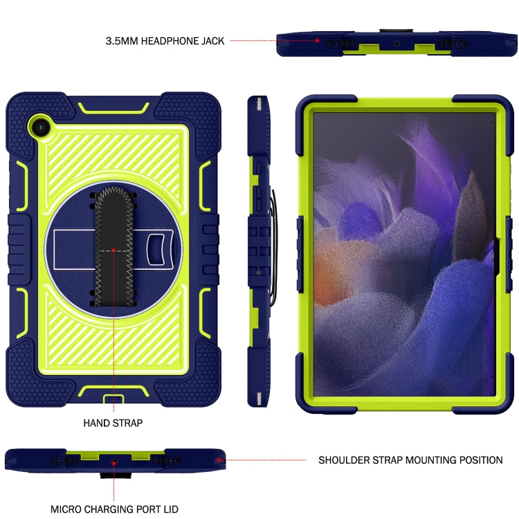 For Samsung Galaxy Tab A8 10.5 2021 360 Degree Rotation Contrast Color Silicone + PC Tablet Case(Navy+Yellow Green) - Other Galaxy Tab PC by buy2fix | Online Shopping UK | buy2fix