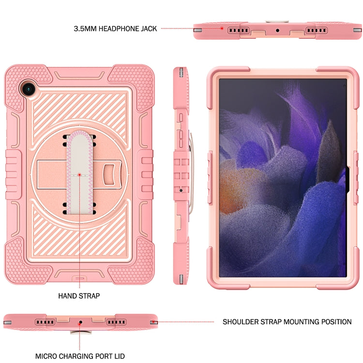 For Samsung Galaxy Tab A8 10.5 2021 360 Degree Rotation Contrast Color Silicone + PC Tablet Case(Rose Gold) - Other Galaxy Tab PC by buy2fix | Online Shopping UK | buy2fix