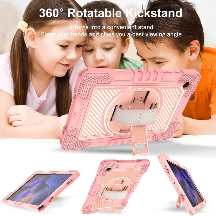 For Samsung Galaxy Tab A8 10.5 2021 360 Degree Rotation Contrast Color Silicone + PC Tablet Case(Rose Gold) - Other Galaxy Tab PC by buy2fix | Online Shopping UK | buy2fix