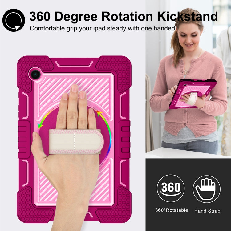 For Samsung Galaxy Tab A8 10.5 2021 360 Degree Rotation Contrast Color Silicone + PC Tablet Case(Rose Red+Pink) - Other Galaxy Tab PC by buy2fix | Online Shopping UK | buy2fix
