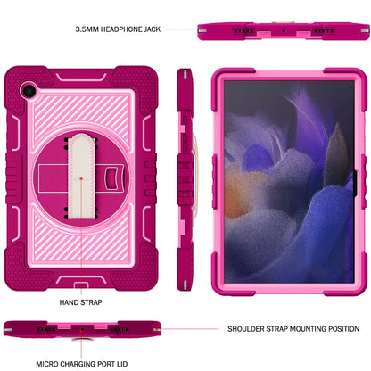 For Samsung Galaxy Tab A8 10.5 2021 360 Degree Rotation Contrast Color Silicone + PC Tablet Case(Rose Red+Pink) - Other Galaxy Tab PC by buy2fix | Online Shopping UK | buy2fix