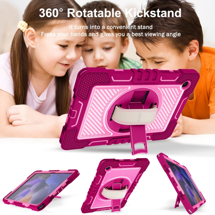 For Samsung Galaxy Tab A8 10.5 2021 360 Degree Rotation Contrast Color Silicone + PC Tablet Case(Rose Red+Pink) - Other Galaxy Tab PC by buy2fix | Online Shopping UK | buy2fix