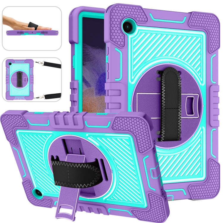For Samsung Galaxy Tab A8 10.5 2021 360 Degree Rotation Contrast Color Silicone + PC Tablet Case(Purple + Mint Green) - Other Galaxy Tab PC by buy2fix | Online Shopping UK | buy2fix