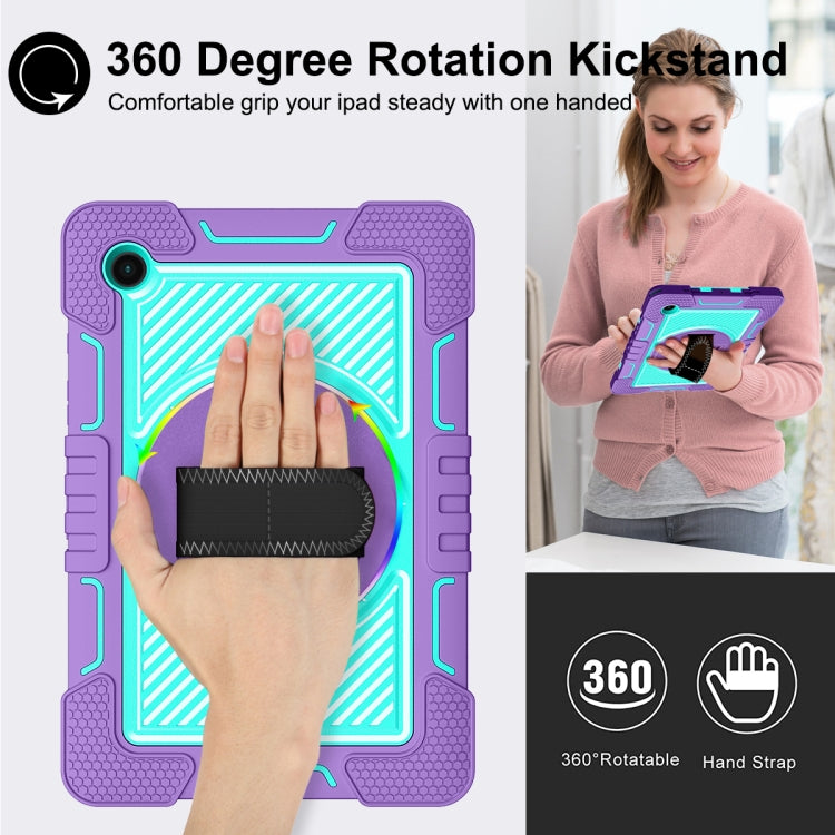 For Samsung Galaxy Tab A8 10.5 2021 360 Degree Rotation Contrast Color Silicone + PC Tablet Case(Purple + Mint Green) - Other Galaxy Tab PC by buy2fix | Online Shopping UK | buy2fix