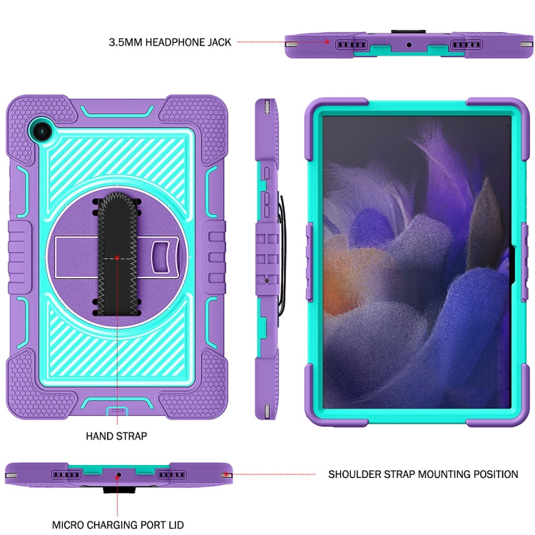 For Samsung Galaxy Tab A8 10.5 2021 360 Degree Rotation Contrast Color Silicone + PC Tablet Case(Purple + Mint Green) - Other Galaxy Tab PC by buy2fix | Online Shopping UK | buy2fix