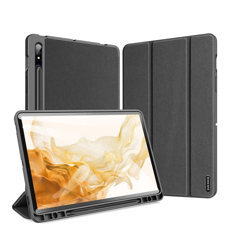 For Samsung Galaxy Tab S8 / Galaxy Tab S7 DUX DUCIS Domo Series Magnetic PU Leather Tablet Case(Black) - Galaxy Tab S8 Cases by DUX DUCIS | Online Shopping UK | buy2fix