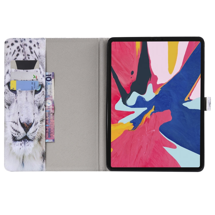For iPad Pro 11 (2018) Colored Drawing Pattern Horizontal Flip PU Leather Case with Holder & Card Slots & Wallet(White Panther) - iPad Pro 11 (2018) Cases by buy2fix | Online Shopping UK | buy2fix