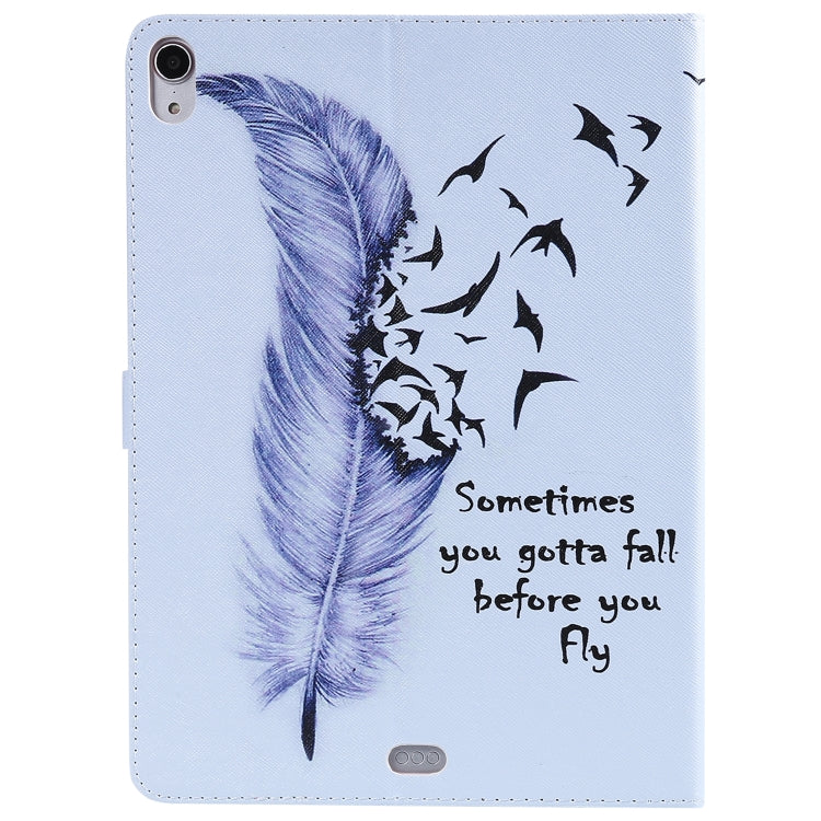 For iPad Pro 11 (2018) Colored Drawing Pattern Horizontal Flip PU Leather Case with Holder & Card Slots & Wallet(Feather) - iPad Pro 11 (2018) Cases by buy2fix | Online Shopping UK | buy2fix