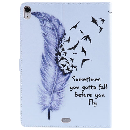 For iPad Pro 11 (2018) Colored Drawing Pattern Horizontal Flip PU Leather Case with Holder & Card Slots & Wallet(Feather) - iPad Pro 11 (2018) Cases by buy2fix | Online Shopping UK | buy2fix