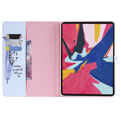 For iPad Pro 11 (2018) Colored Drawing Pattern Horizontal Flip PU Leather Case with Holder & Card Slots & Wallet(Feather) - iPad Pro 11 (2018) Cases by buy2fix | Online Shopping UK | buy2fix