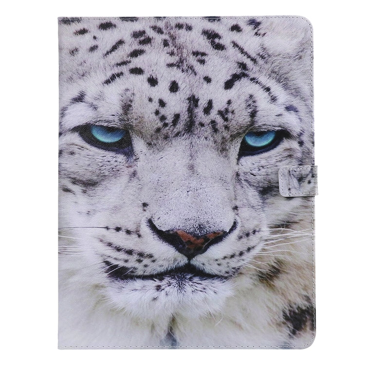 for iPad Pro 12.9 (2018) Colored Drawing Pattern Horizontal Flip PU Leather Case with Holder & Card Slots & Wallet (White Panther) - iPad Pro 12.9 (2018) Cases by buy2fix | Online Shopping UK | buy2fix