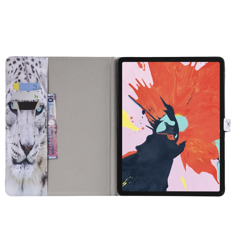 for iPad Pro 12.9 (2018) Colored Drawing Pattern Horizontal Flip PU Leather Case with Holder & Card Slots & Wallet (White Panther) - iPad Pro 12.9 (2018) Cases by buy2fix | Online Shopping UK | buy2fix