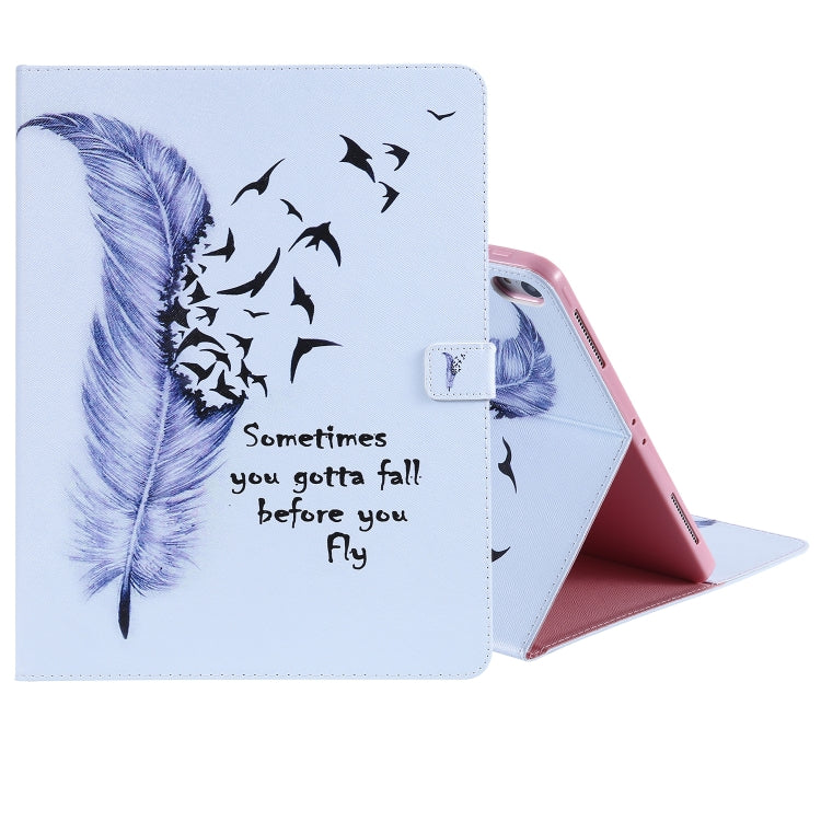 for iPad Pro 12.9 (2018) Colored Drawing Pattern Horizontal Flip PU Leather Case with Holder & Card Slots & Wallet (Feather) - iPad Pro 12.9 (2018) Cases by buy2fix | Online Shopping UK | buy2fix