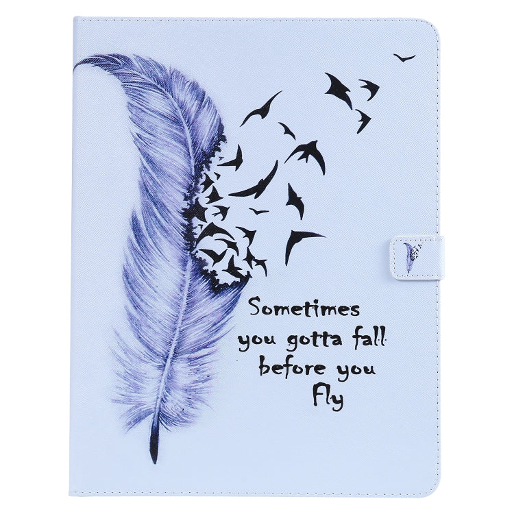for iPad Pro 12.9 (2018) Colored Drawing Pattern Horizontal Flip PU Leather Case with Holder & Card Slots & Wallet (Feather) - iPad Pro 12.9 (2018) Cases by buy2fix | Online Shopping UK | buy2fix