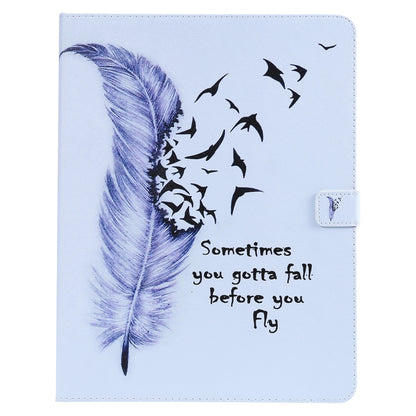 for iPad Pro 12.9 (2018) Colored Drawing Pattern Horizontal Flip PU Leather Case with Holder & Card Slots & Wallet (Feather) - iPad Pro 12.9 (2018) Cases by buy2fix | Online Shopping UK | buy2fix